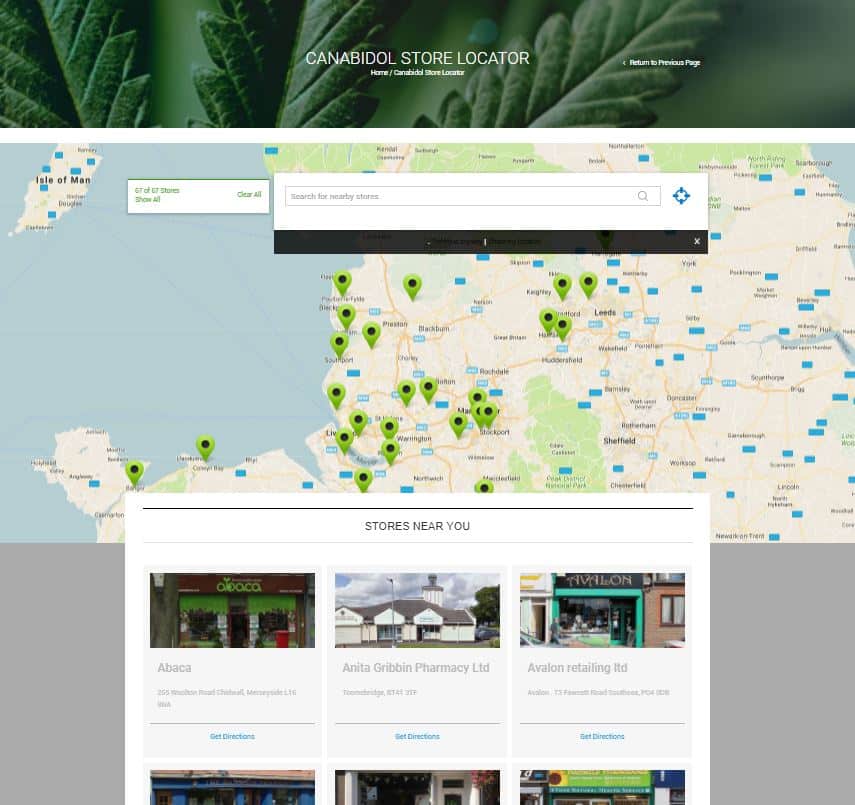 Store locator screenshot